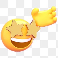 Png star-eye emoji sticker, 3D rendering transparent background