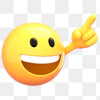 Pointing finger png emoticon sticker, 3D rendering transparent background