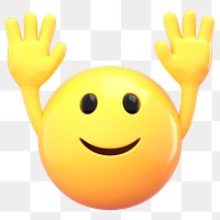 Emoji  png raising hand sticker, 3D rendering transparent background