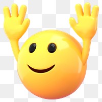 Png emoji raising hand sticker, 3D rendering transparent background