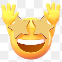 Excited emoji  png sticker, 3D rendering transparent background