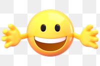 Hugging emoji sticker, 3D rendering transparent background