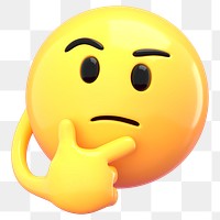 Thinking emoji  png sticker, 3D rendering transparent background