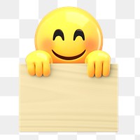 Png emoji holding sign sticker, transparent background