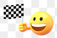 Racing flag png sticker, 3D emoji transparent background