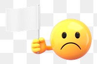 Png emoticon holding flag mockup, 3D emoji transparent background