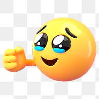 Teary emoji png sticker, 3D rendering transparent background