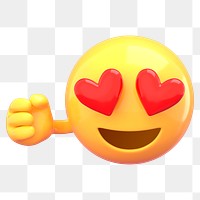 Heart-eye emoji  png sticker, 3D rendering transparent background