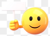 Emoticon holding sign png mockup, 3D emoji transparent background