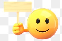 Emoticon holding sign png mockup, 3D rendered on transparent background