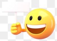 Emoji holding sign png mockup,  3D rendered on transparent background