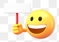 Emoji holding sign png mockup, 3D rendered on transparent background