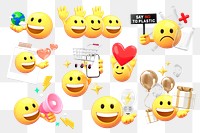 3D emoji & events png sticker set, transparent background