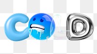 3D emoticon png cold word sticker, transparent background