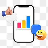 Growing bar chart png sticker, 3D business emoticon remix, transparent background