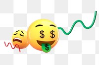 Money-mouth face png emoticon, 3D business profit graphic, transparent background