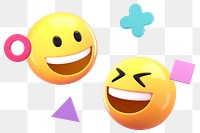 PNG 3D happy emoticons sticker, transparent background