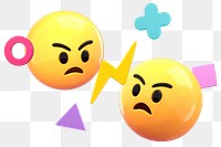 PNG 3D angry emoticons sticker, transparent background