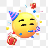 Birthday celebration 3D png emoticon sticker, transparent background