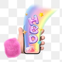 Birthday 3D png emoticon sticker, transparent background