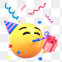 Birthday emoticon 3D png emoticon sticker, transparent background