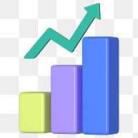 Increasing bar graph png 3D rendered sticker, transparent background