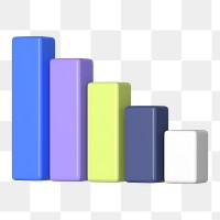 Colorful bar graph png 3D rendered sticker, transparent background