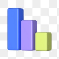 Colorful bar graph png 3D rendered sticker, transparent background