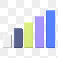 Colorful bar graph png 3D rendered sticker, transparent background