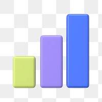 Colorful bar graph png 3D rendered sticker, transparent background