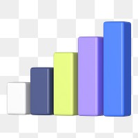 Colorful bar graph png 3D rendered sticker, transparent background