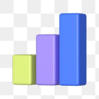 Colorful bar graph png 3D rendered sticker, transparent background