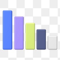 Colorful bar graph png 3D rendered sticker, transparent background