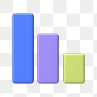 Colorful bar graph png 3D rendered sticker, transparent background