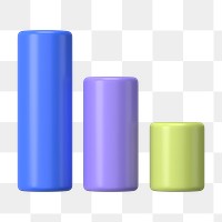 Pillar bar graph png 3D rendered sticker, transparent background