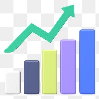 Positive bar graph png 3D rendered sticker, transparent background