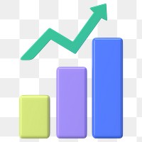 Positive bar graph png 3D rendered sticker, transparent background