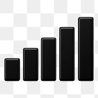 Monotone bar graph png 3D rendered sticker, transparent background