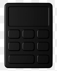 Black monochrome calculator png 3D business icon sticker, transparent background