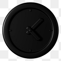 Black monochrome clock png 3D business icon sticker, transparent background