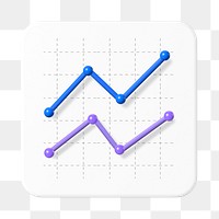 Linear graph chart png sticker, 3D graphic, transparent background