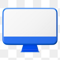 Blue 3d computer png sticker, transparent background