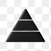 Black pyramid chart png 3D shape sticker, transparent background