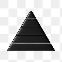 Black pyramid chart png 3D shape sticker, transparent background