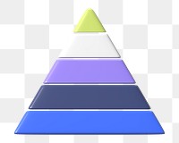 Colorful pyramid chart png 3D shape sticker, transparent background