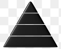 Black pyramid chart png 3D shape sticker, transparent background