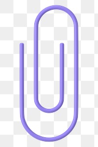 Purple paperclip png 3D icon sticker, transparent background