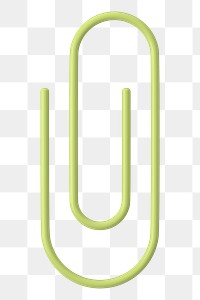 Green paperclip png 3D icon sticker, transparent background