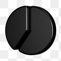 Black pie chart png sticker, business graph, transparent background