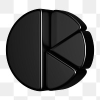 Black pie chart png sticker, business graph, transparent background